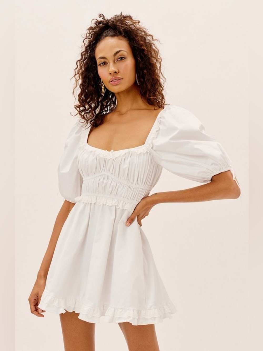 FOR LOVE & LEMONS JACKSON MINI DRESS - IVORY Size Small